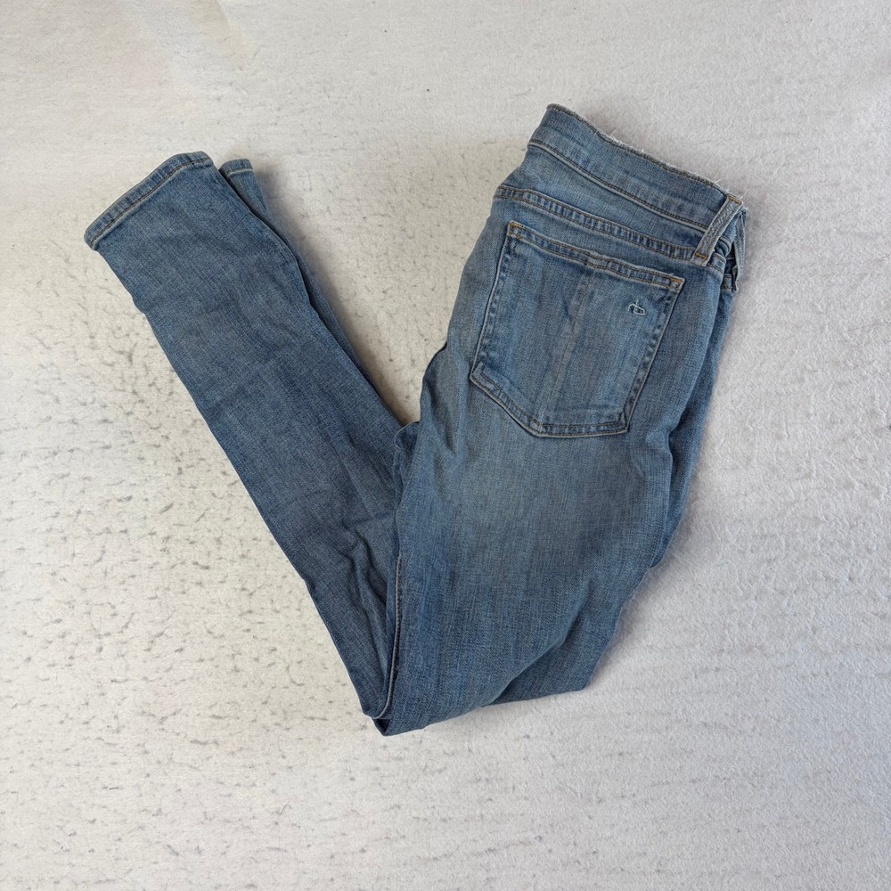 Rag & Bone Skinny Jeans Womens 28 Blue Distressed Zip Water St W1527K520RBS